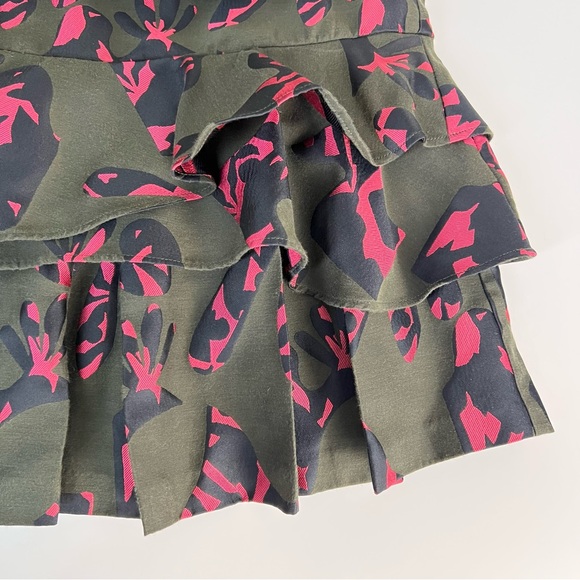 Banana Republic Ruffle Hem Dress Womens Sleeveless Green Pink Floral Mini XS - Picture 7 of 9